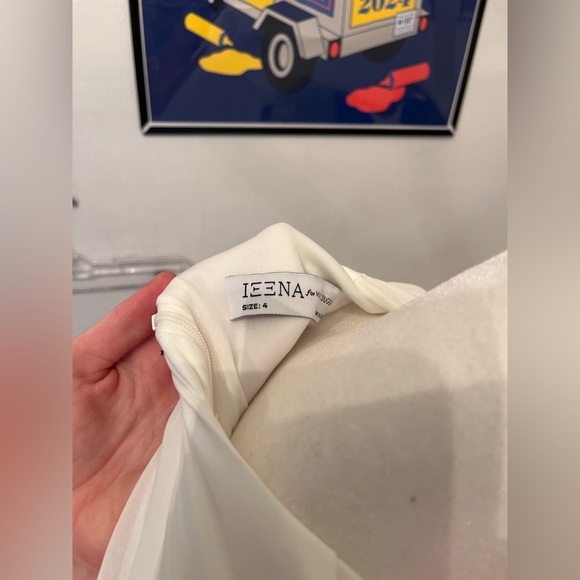 Ieena for Mac Duggal Angel Long Sleeve Chiffon Cocktail Dress White Size 4 NWT - Picture 5 of 8